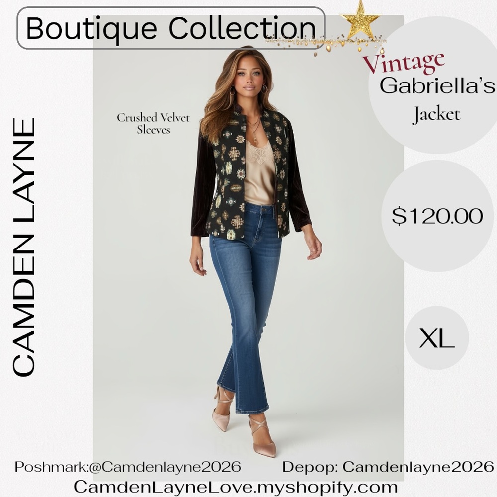 Vintage Gabriella’s Tapestry Art Needlepoint Jacket, Crushed Velvet Sleeves - Picture 5 of 13
